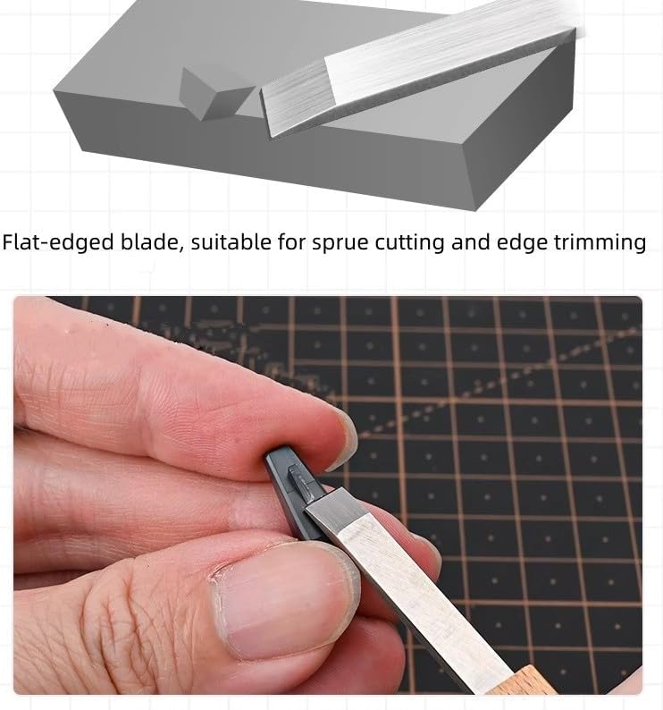 ANSAI Precision Double-Edge Stainless Steel Broach, Wood Handle, Modeling and Panel Line Chisel - Image 4